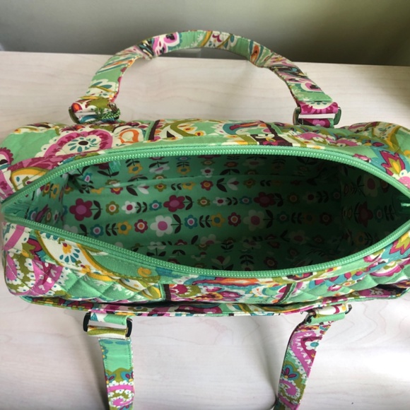 Sale New Vera Bradley Mint Floral Paisley Design Satchel Handbag - Picture 6 of 9